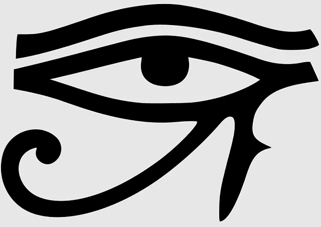Eye of Horus (the wedjat) with its characteristic spiral descending from the inner corner