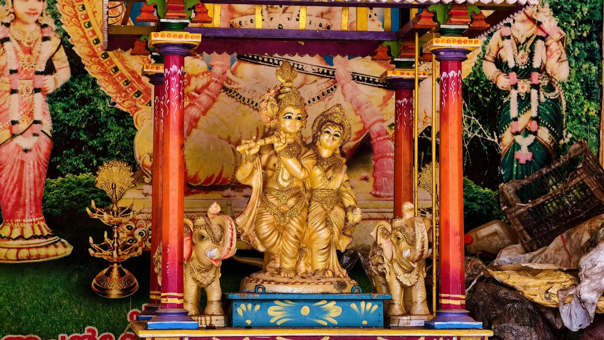Krishna with the flute — the divine descended into human form to deliver the teaching